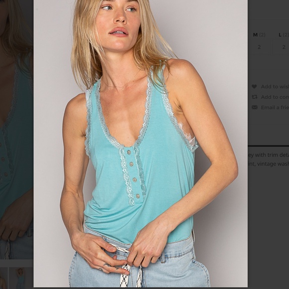 POL “ Sadie ” POL Jersey Tank Top with Lace Trim Detail 68 - Picture 2 of 5